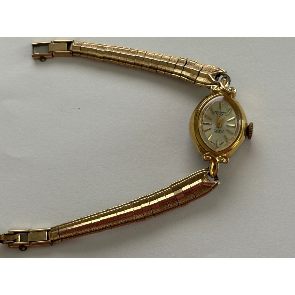 Vintage Voumard Incabloc Swiss Watch 10K Gold Filled Mechanical Stretch Bracelet